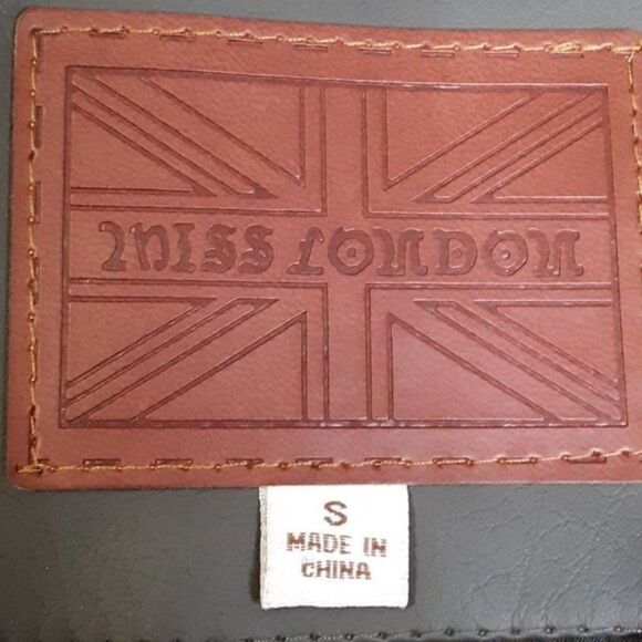 Women's Grey Faux Leather Bomber Jacket size S Miss London - Picture 5 of 11